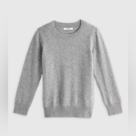 Quince Light Green Heather Mongolian Cashmere Crewneck Sweater Soft Cozy - Picture 2 of 8